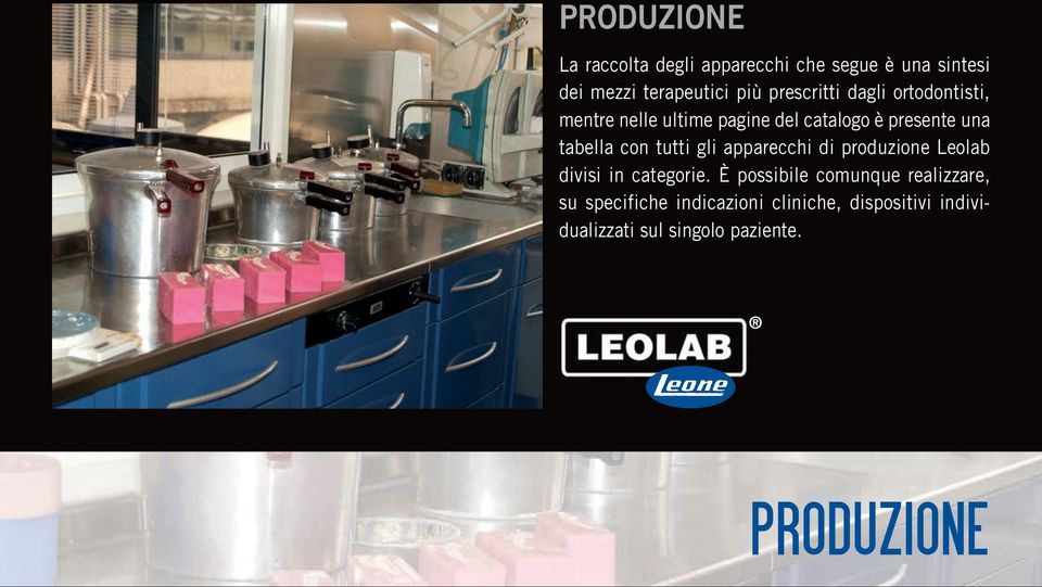 con tutti gli apparecchi di produzione Leolab divisi in categorie.