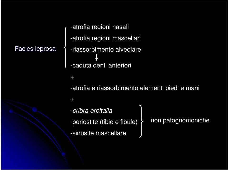 -atrofia e riassorbimento elementi piedi e mani + -cribra