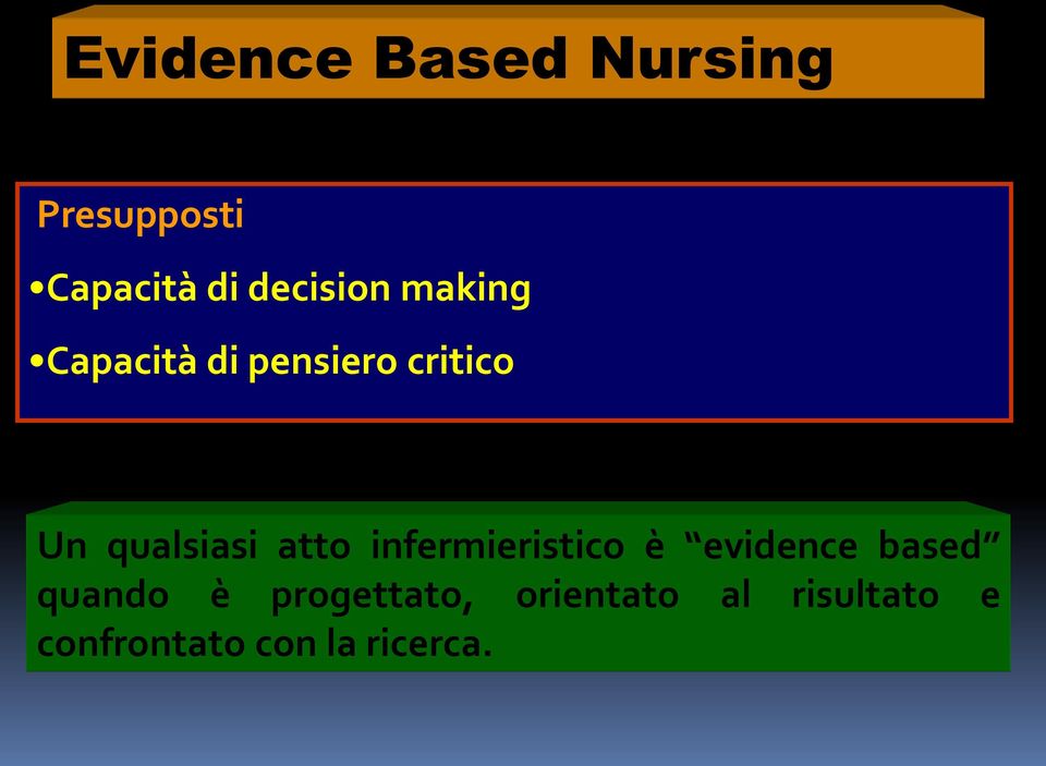 qualsiasi atto infermieristico è evidence based