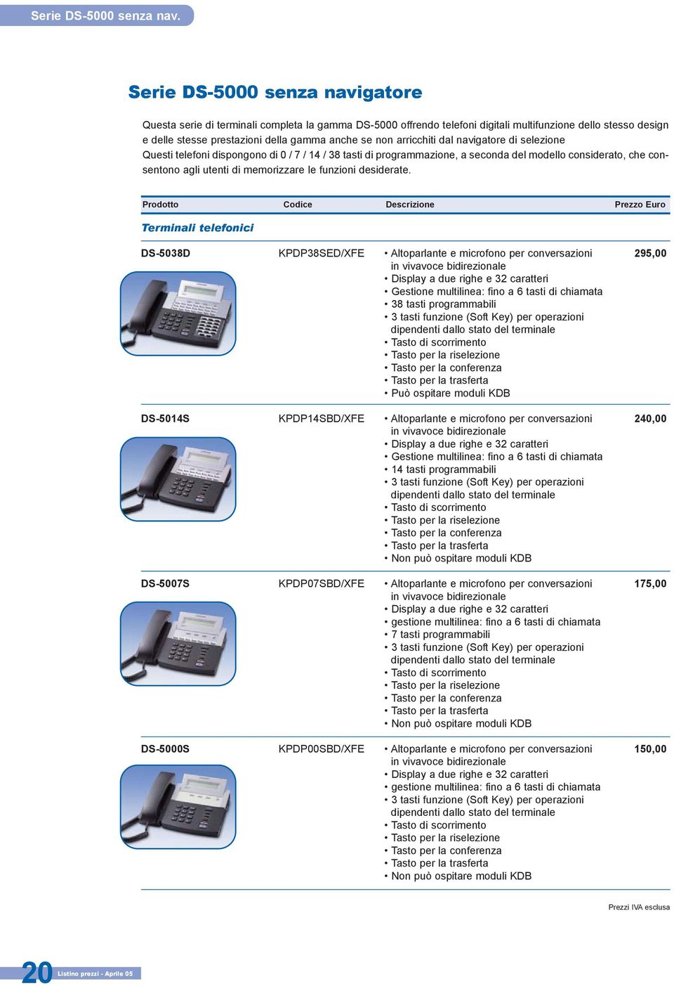 arricchiti dal navigatore di selezione Questi telefoni dispongono di 0 / 7 / 14 / 38 tasti di programmazione, a seconda del modello considerato, che consentono agli utenti di memorizzare le funzioni