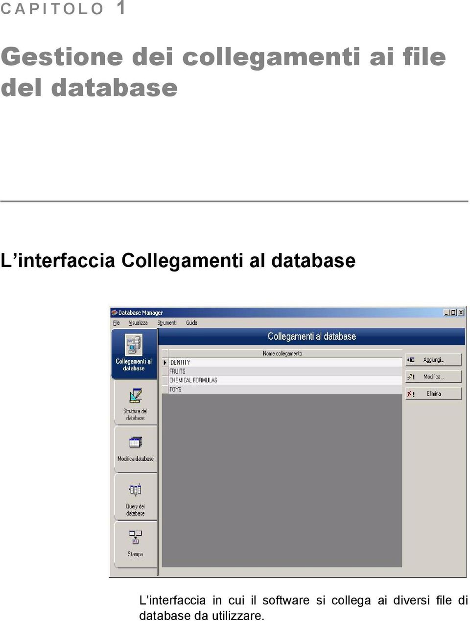 database L interfaccia in cui il software si