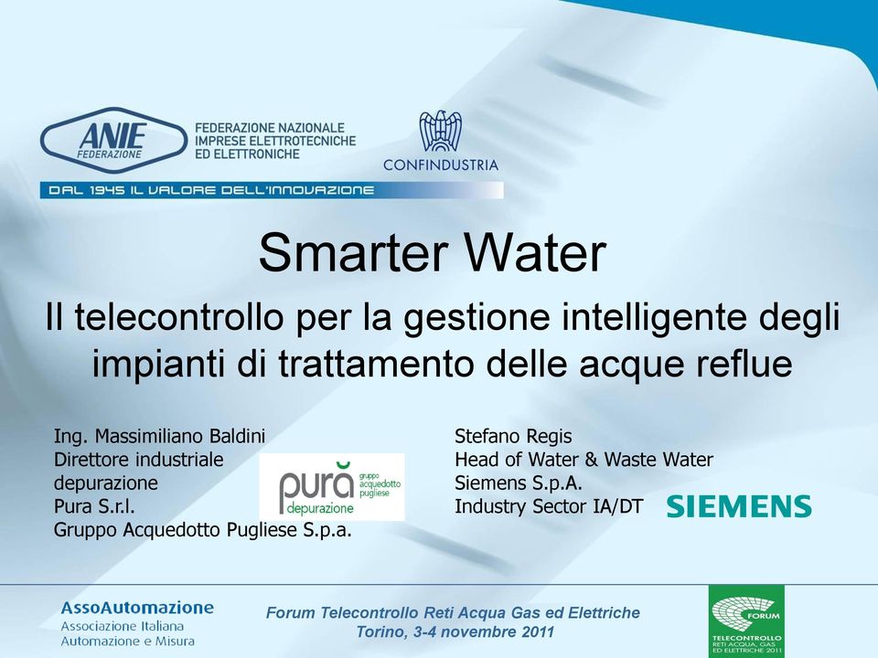 p.a. Stefano Regis Head of Water & Waste Water Siemens S.p.A.