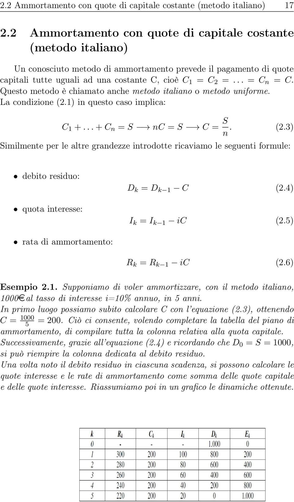Questo metodo è chiamato anche metodo italiano o metodo uniforme. La condizione (2.