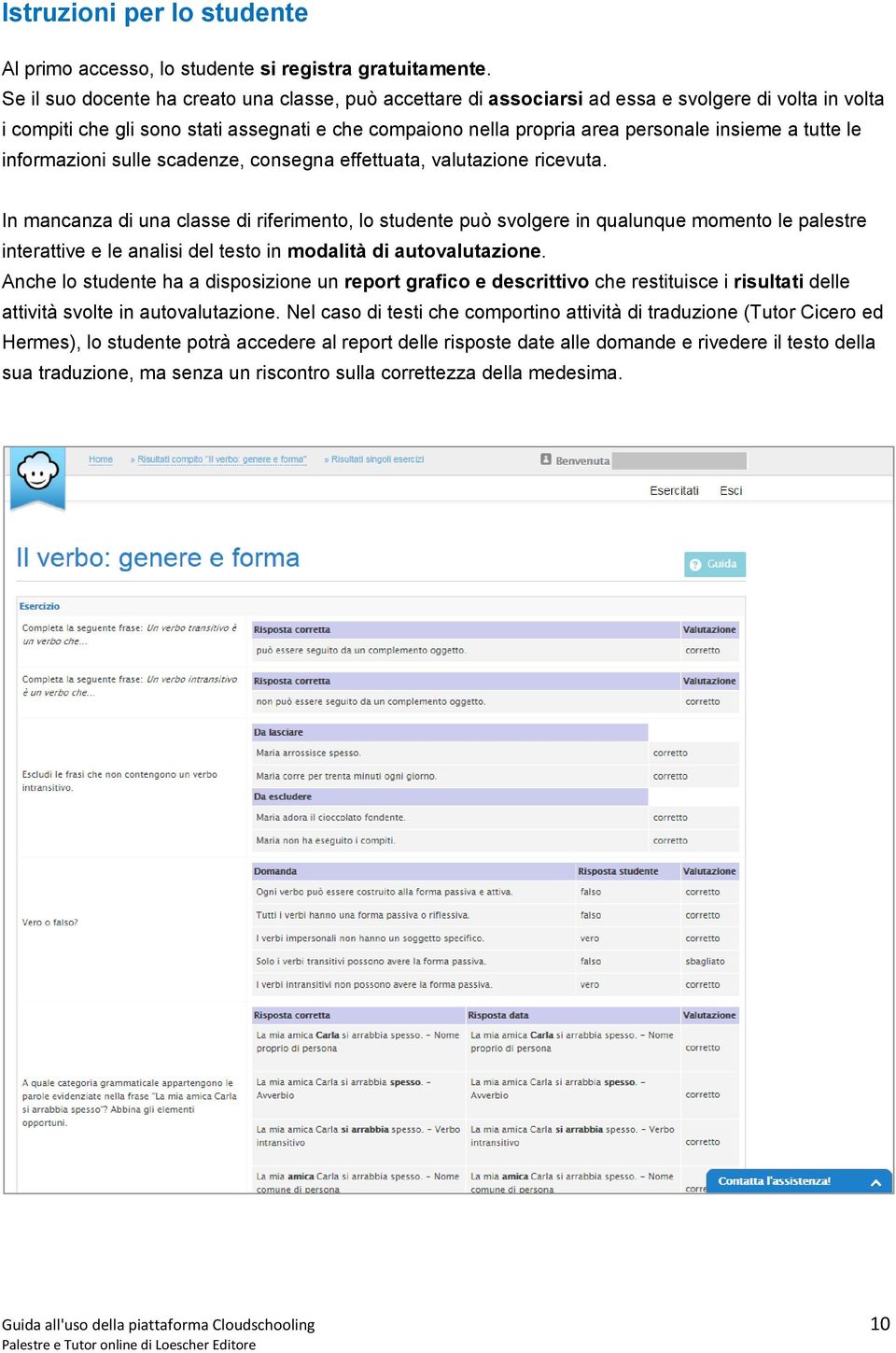 tutte le informazioni sulle scadenze, consegna effettuata, valutazione ricevuta.