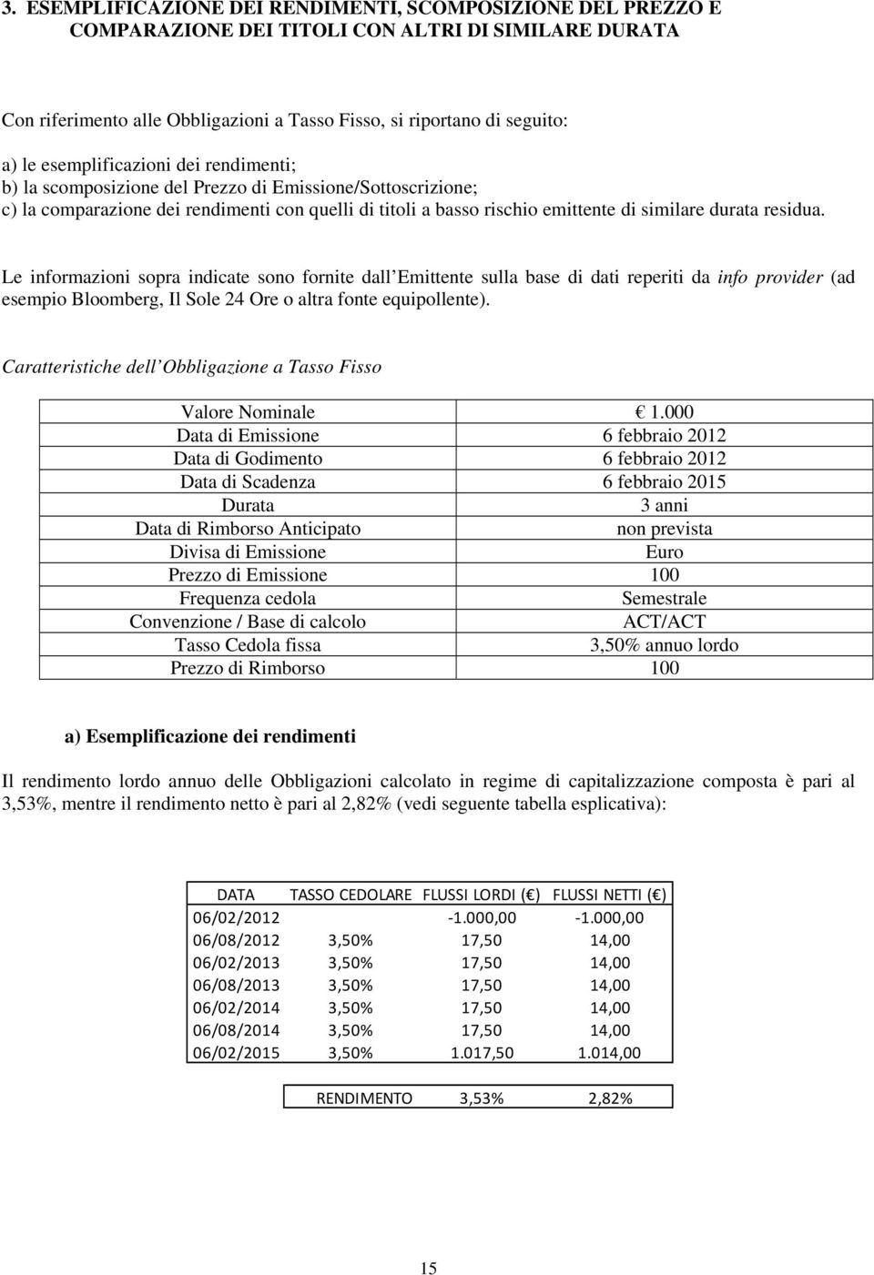 residua. Le informazioni sopra indicate sono fornite dall Emittente sulla base di dati reperiti da info provider (ad esempio Bloomberg, Il Sole 24 Ore o altra fonte equipollente).