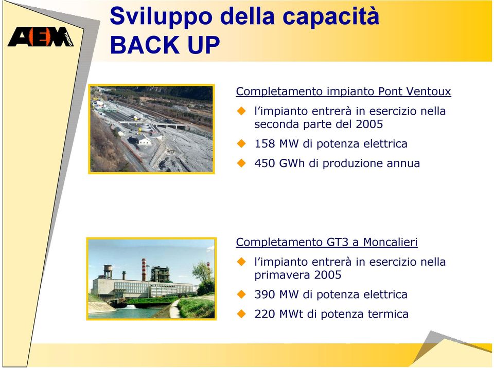 450 GWh di produzione annua Completamento GT3 a Moncalieri l impianto entrerà in