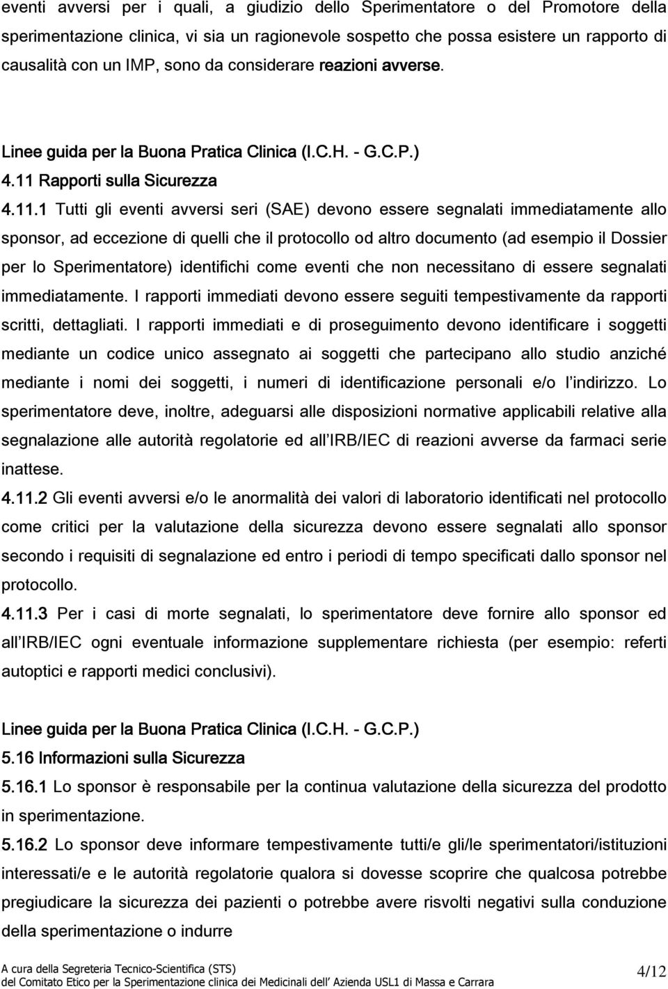 Rapporti sulla Sicurezza 4.11.