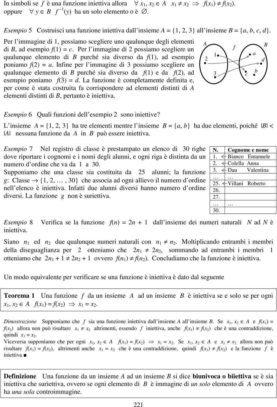 Per l immagie di possiamo scegliere u qualuque elemeto di B purché sia diverso da f(), ad esempio poiamo f() = a.