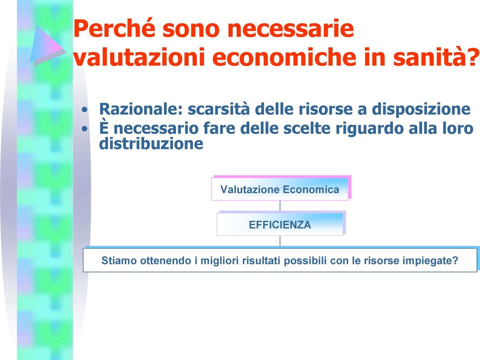 delle scelte riguardo alla loro distribuzione Valutazione Economica