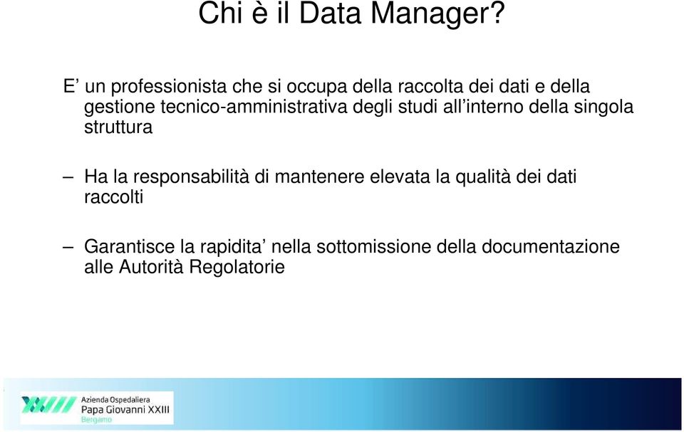 tecnico-amministrativa degli studi all interno della singola struttura Ha la