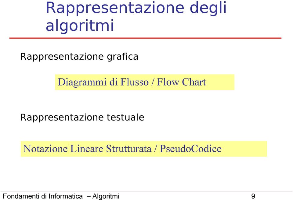 Flusso / Flow Chart Rappresentazione