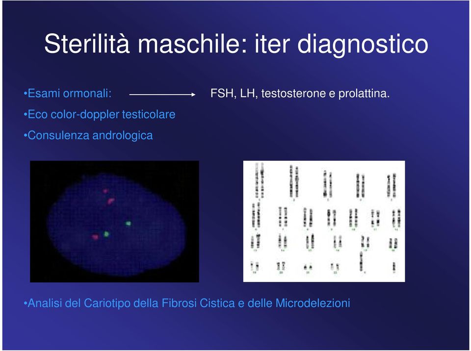 andrologica FSH, LH, testosterone e prolattina.