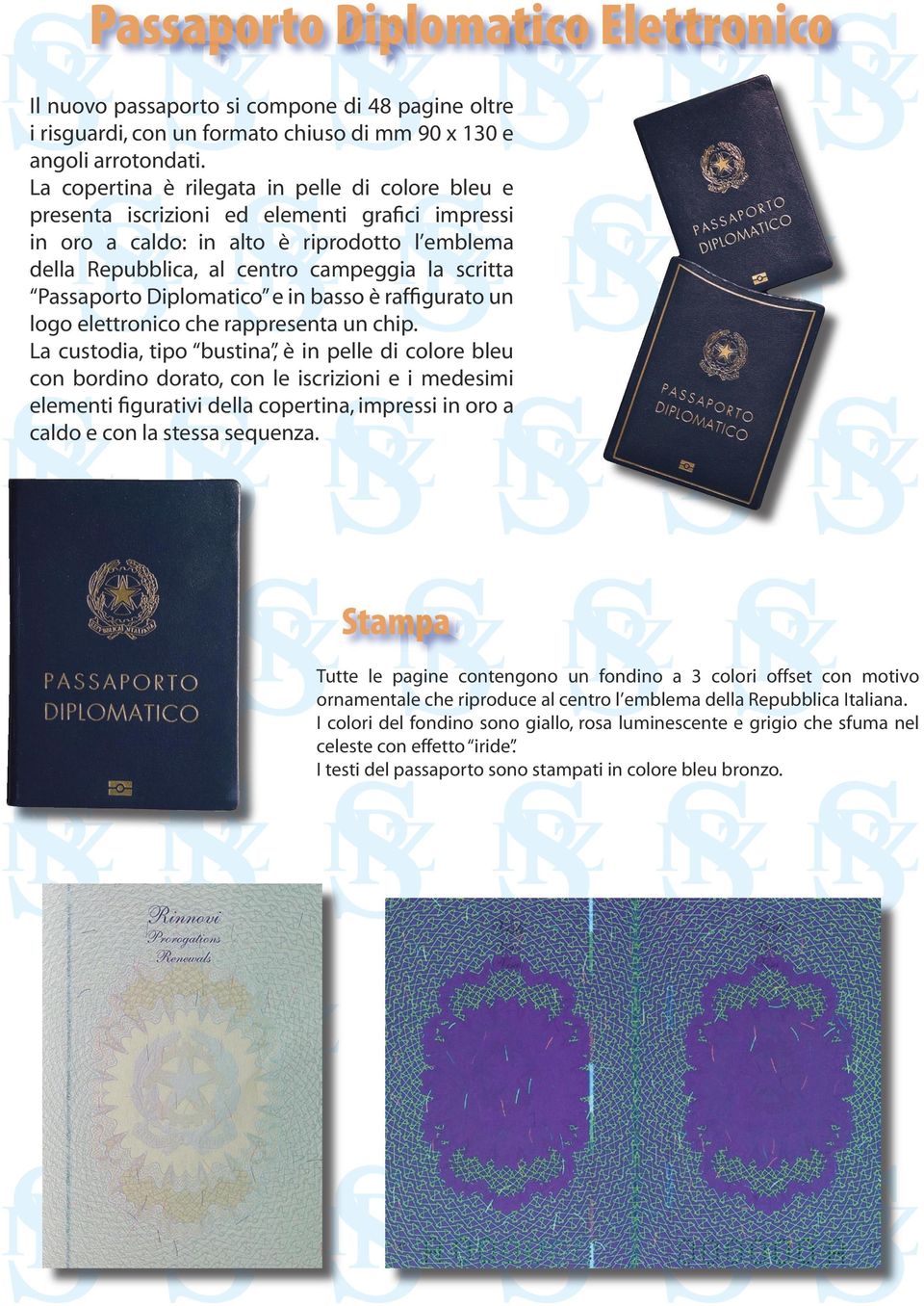Passaporto Diplomatico e in basso è raffigurato un logo elettronico che rappresenta un chip.