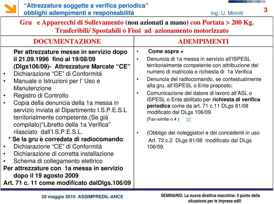 in servizio inviata al Dipartimento I.S.P.E.S.L 