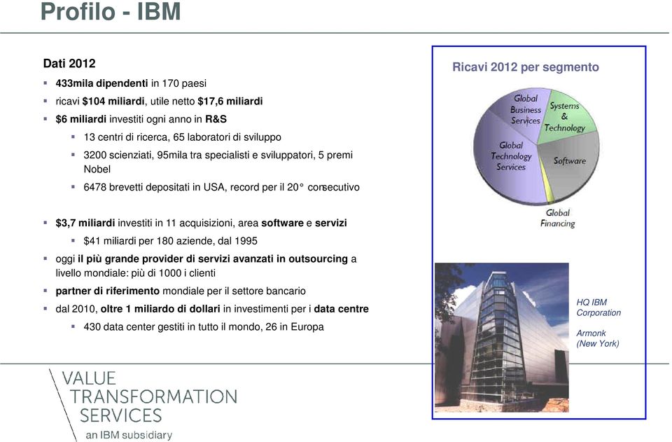 acquisizioni, area software e servizi $41 miliardi per 180 aziende, dal 1995 oggi il più grande provider di servizi avanzati in outsourcing a livello mondiale: più di 1000 i clienti partner di