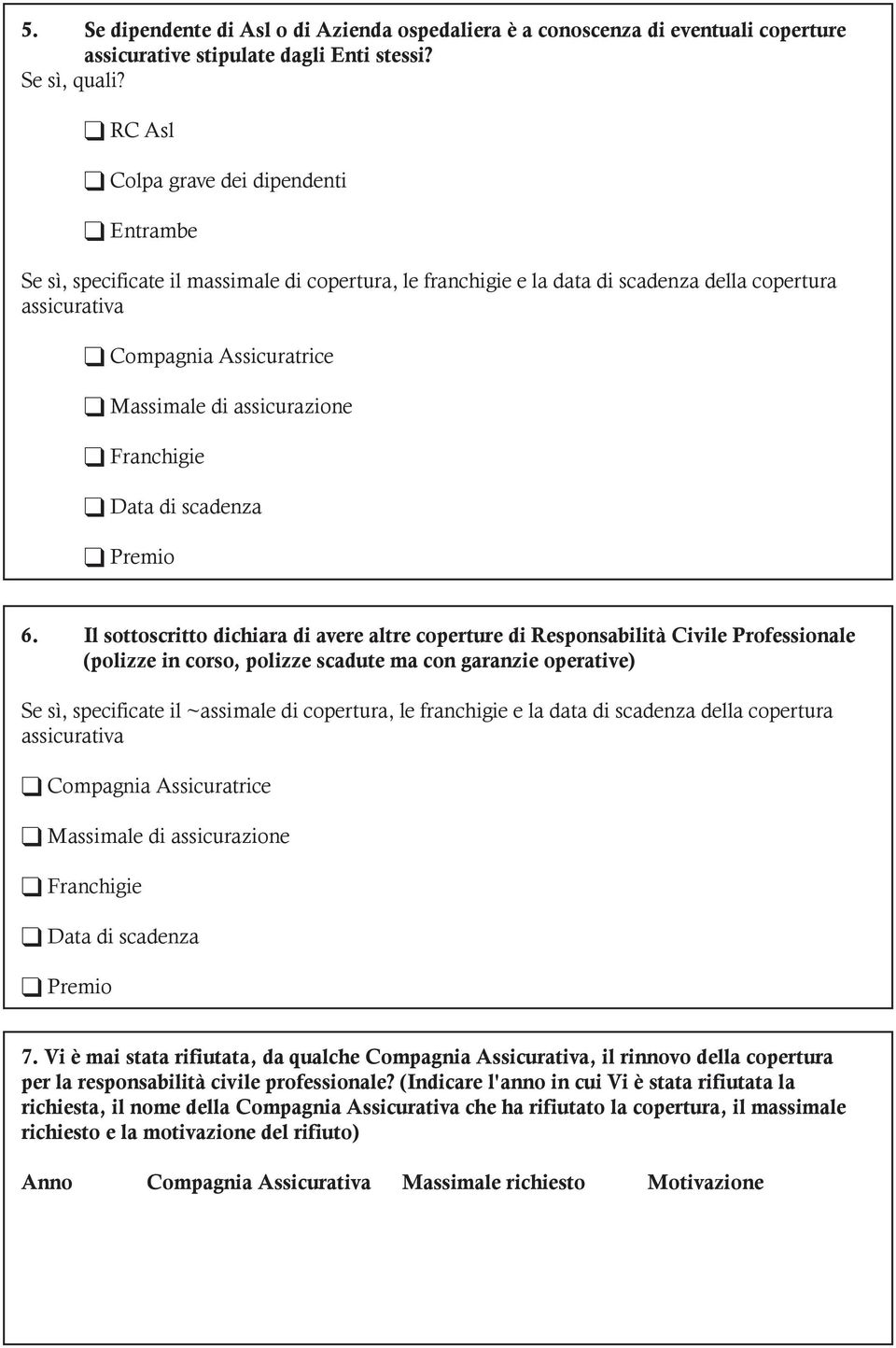 assicurazione Franchigie Data di scadenza Premio 6.