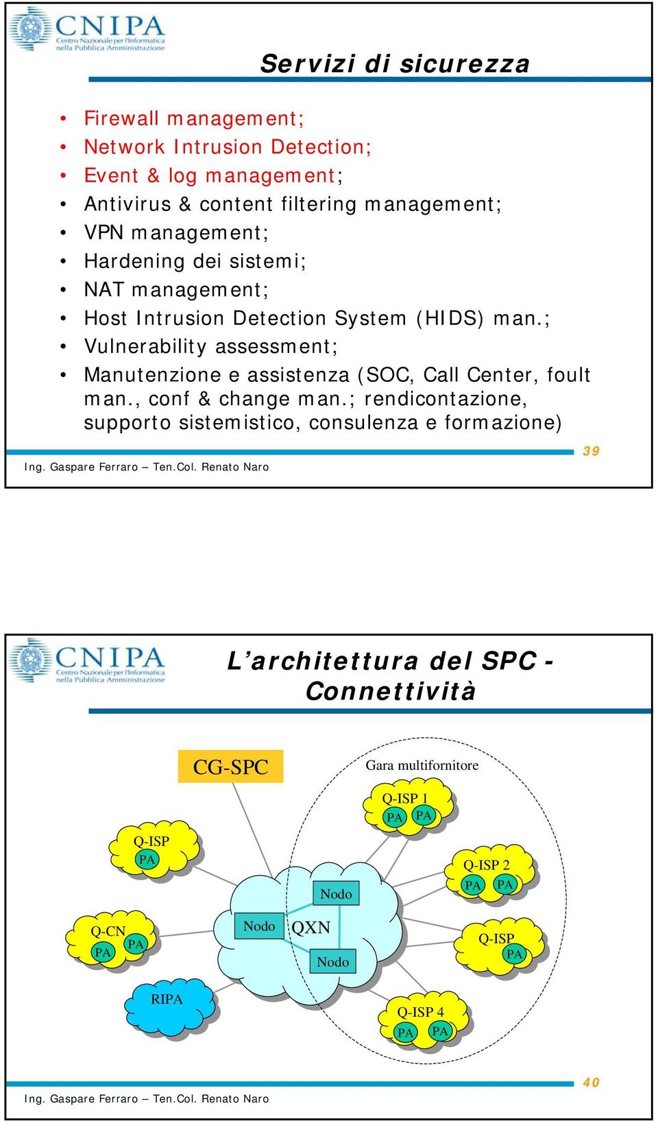 ; Vulnerability assessment; Manutenzione e assistenza (SOC, Call Center, foult man., conf & change man.