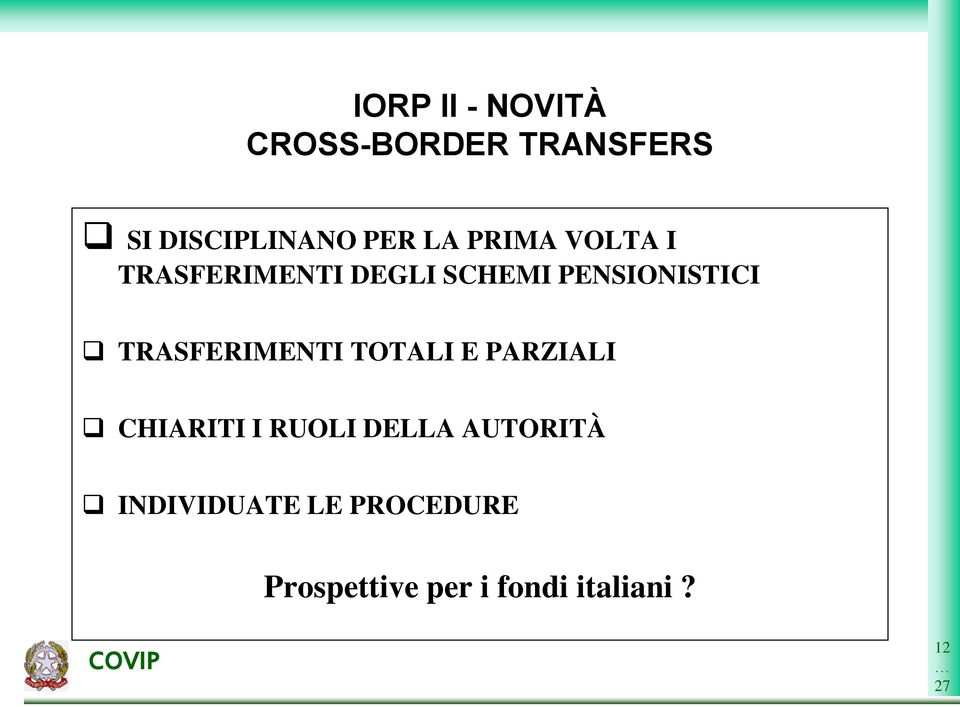 TRASFERIMENTI TOTALI E PARZIALI CHIARITI I RUOLI DELLA