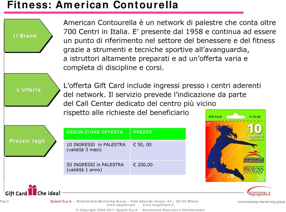 istruttori altamente preparati e ad un offerta varia e completa di discipline e corsi. Gift Card include ingressi presso i centri aderenti del network.