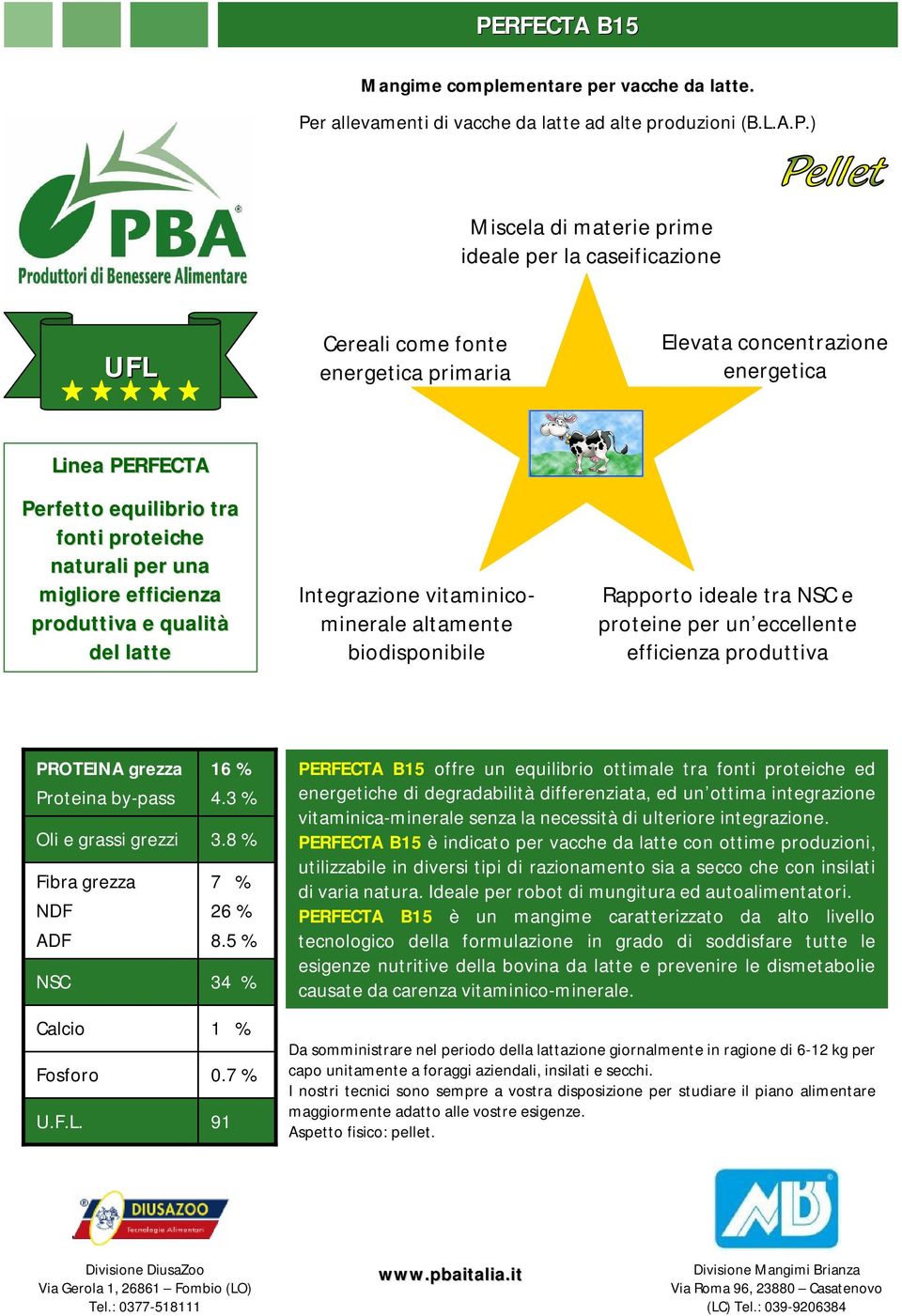 vitaminicominerale altamente biodisponibile Rapporto ideale tra e proteine per un eccellente efficienza produttiva 16 % 4.3 % 3.8 % 7 % 26 % 8.5 % 34 % 1 % 0.