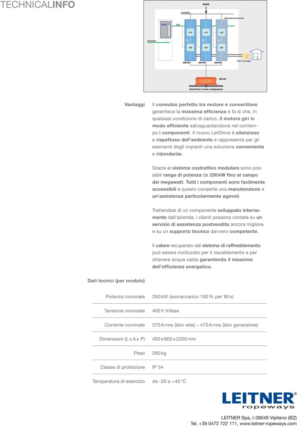 Grazie al sistema costruttivo modulare sono possibili range di potenza da 250 kw fino al campo dei megawatt.