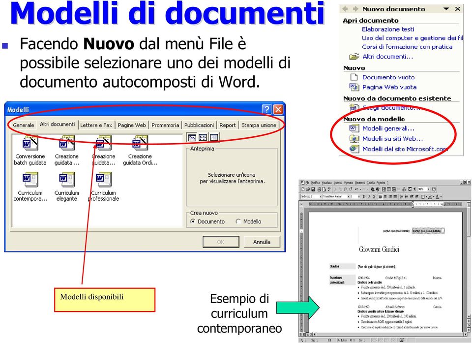 di documento autocomposti di Word.