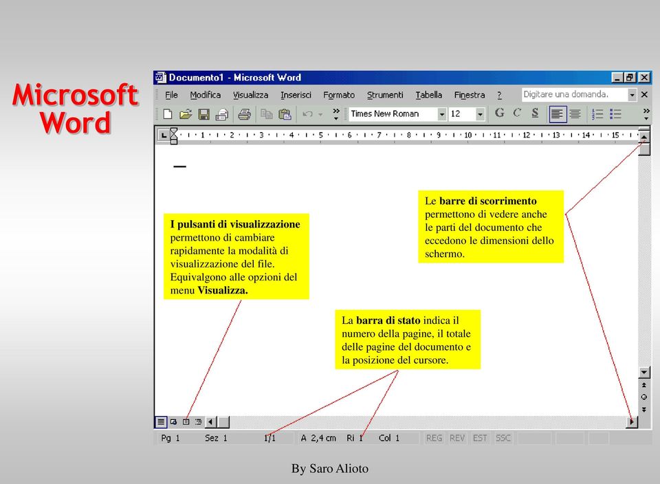 Le barre di scorrimento permettono di vedere anche le parti del documento che eccedono le