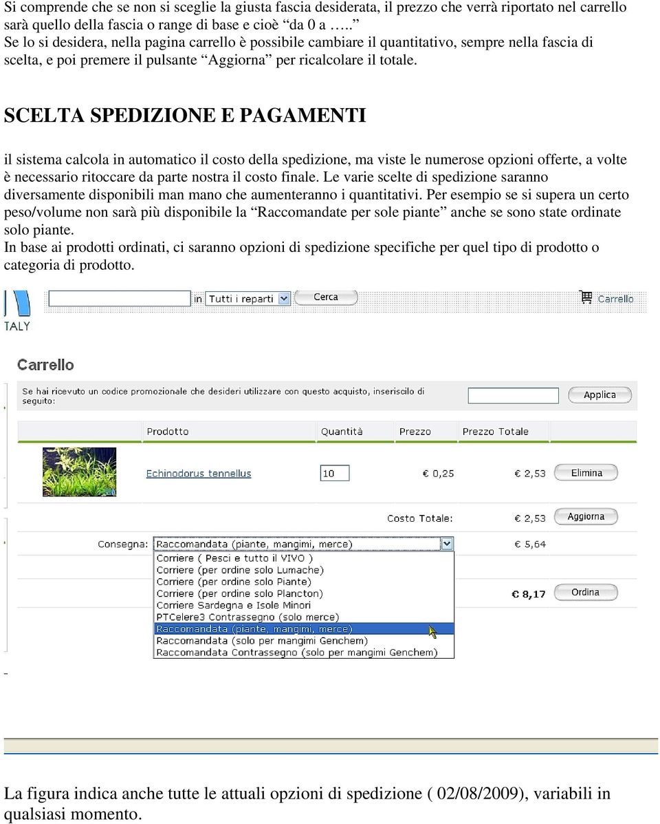 SCELTA SPEDIZIONE E PAGAMENTI il sistema calcola in automatico il costo della spedizione, ma viste le numerose opzioni offerte, a volte è necessario ritoccare da parte nostra il costo finale.