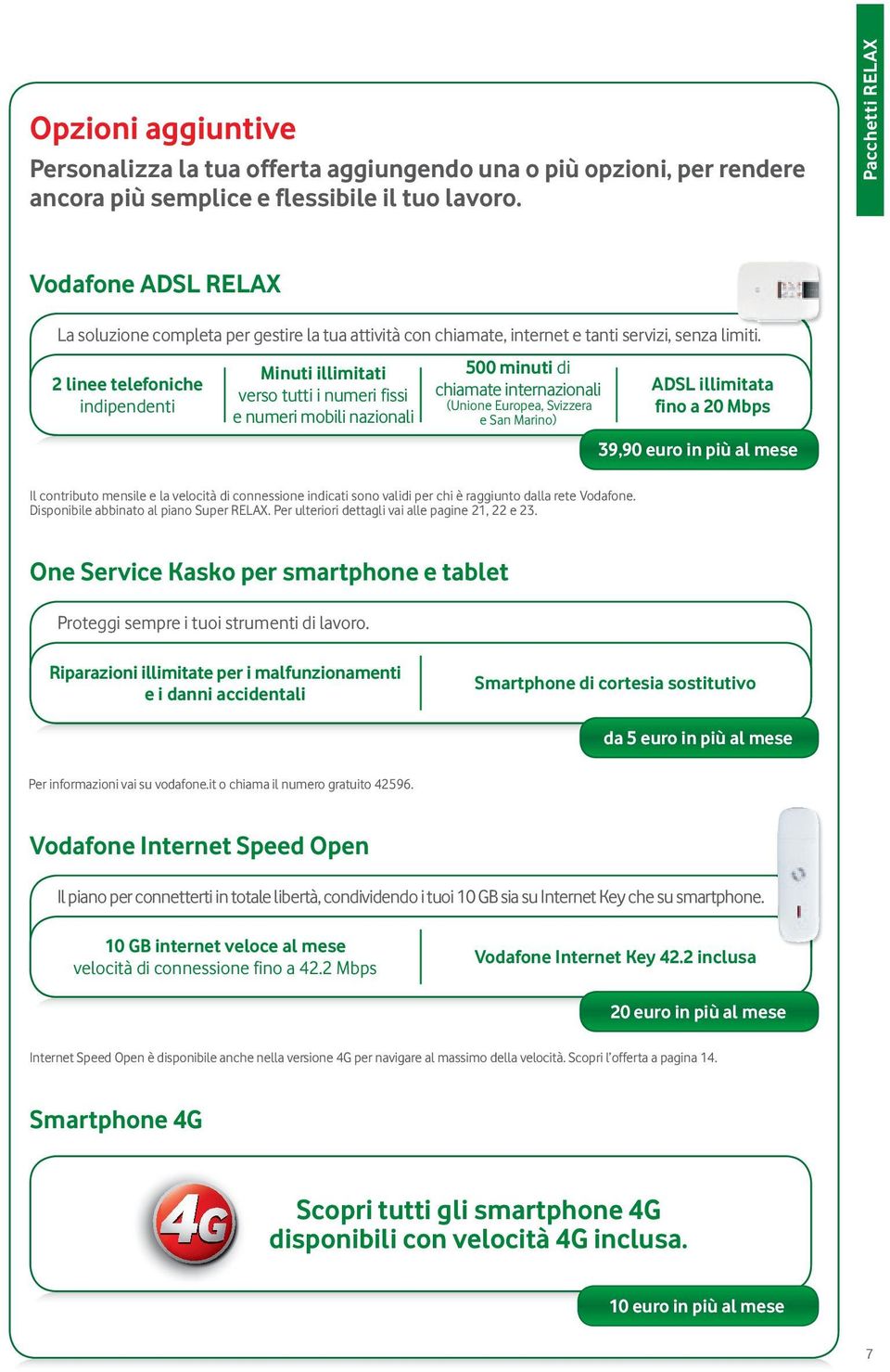 2 linee telefoniche indipendenti Minuti illimitati verso tutti i numeri fissi e numeri mobili nazionali 500 minuti di chiamate internazionali (Unione Europea, Svizzera e San Marino) AdSL illimitata