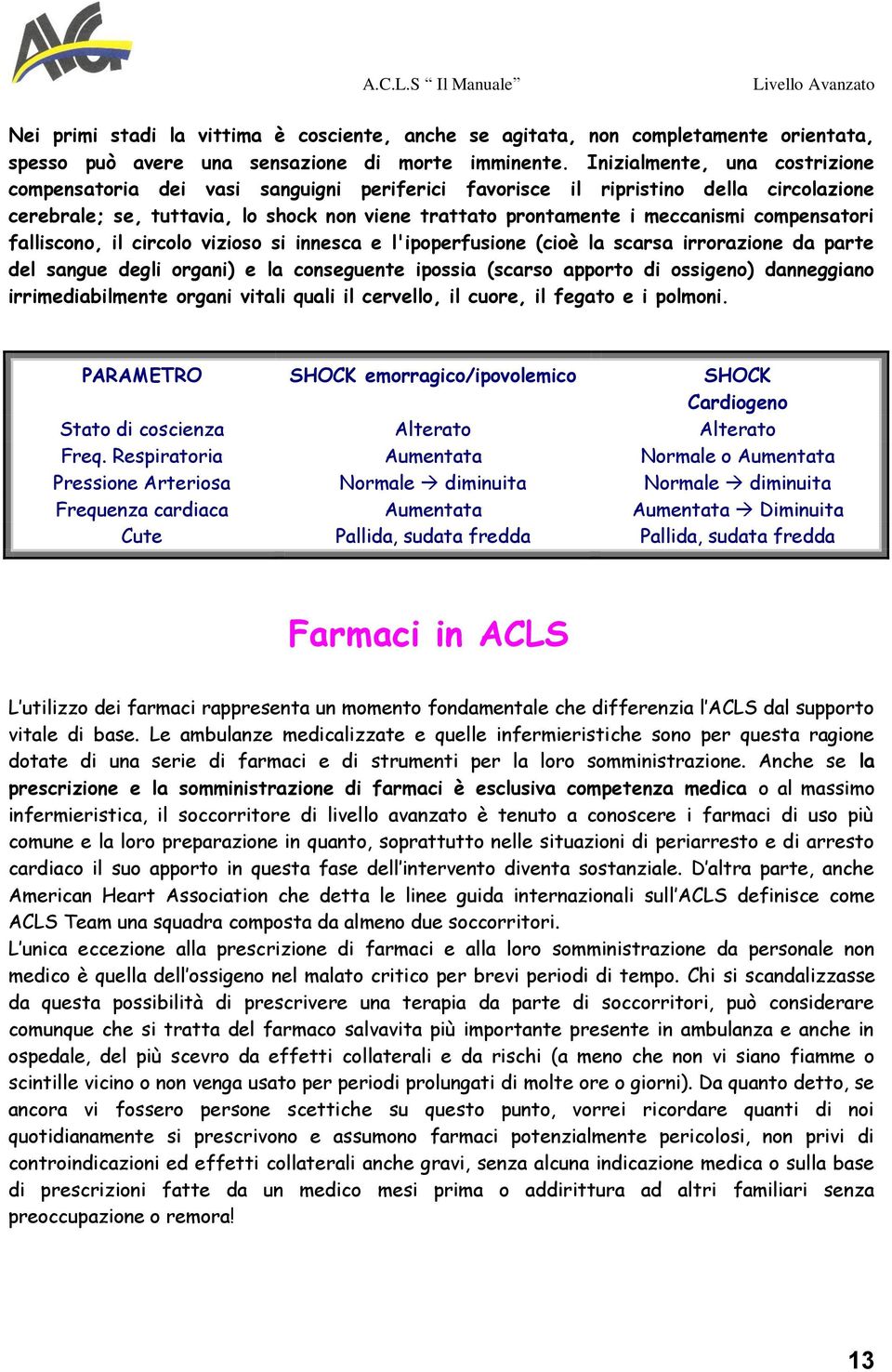 compensatori falliscono, il circolo vizioso si innesca e l'ipoperfusione (cioè la scarsa irrorazione da parte del sangue degli organi) e la conseguente ipossia (scarso apporto di ossigeno)