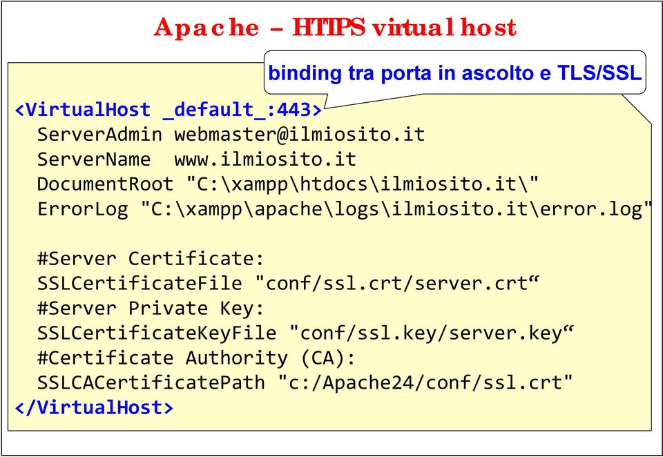 it\" ErrorLog "C:\xampp\apache\logs\ilmiosito.it\error.log" #Server Certificate: SSLCertificateFile "conf/ssl.