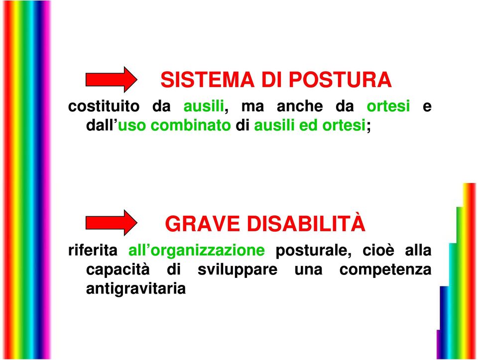 DISABILITÀ riferita all organizzazione posturale, cioè