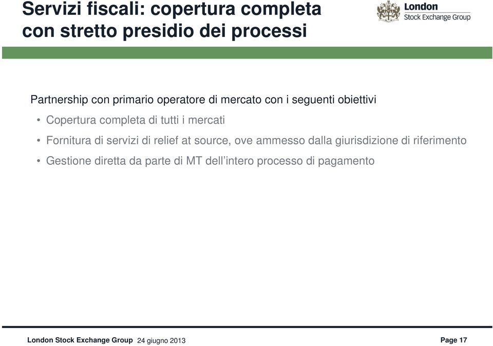 mercati Fornitura di servizi di relief at source, ove ammesso dalla giurisdizione di