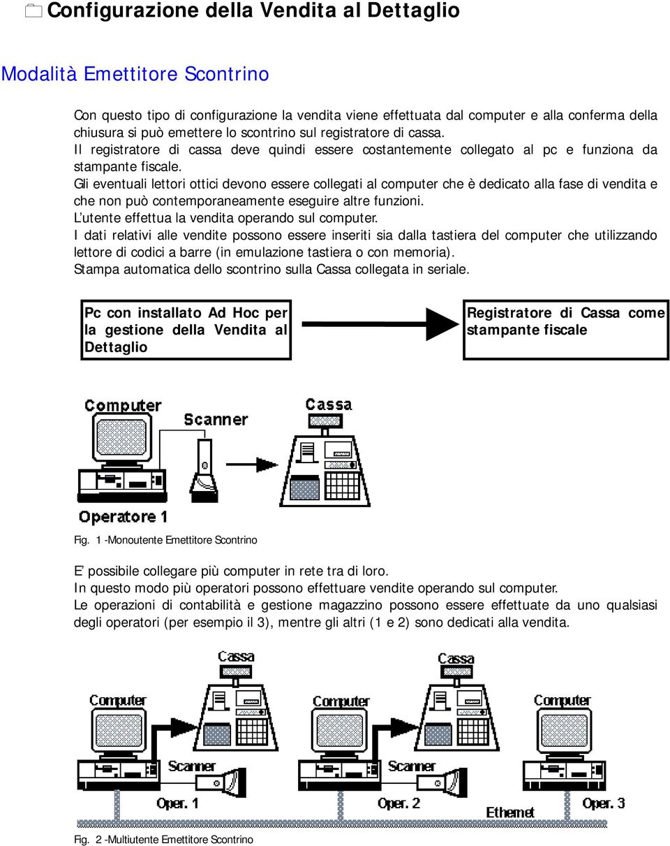Gli eventuali lettori ottici devono essere collegati al computer che è dedicato alla fase di vendita e che non può contemporaneamente eseguire altre funzioni.