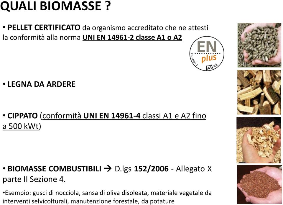 classe A1 o A2 LEGNA DA ARDERE CIPPATO (conformità UNI EN 14961-4 classi A1 e A2 fino a 500 kwt)