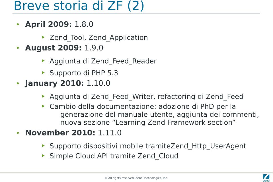 1.10.0 Aggiunta di Zend_Feed_Writer, refactoring di Zend_Feed Cambio della documentazione: adozione di PhD per la