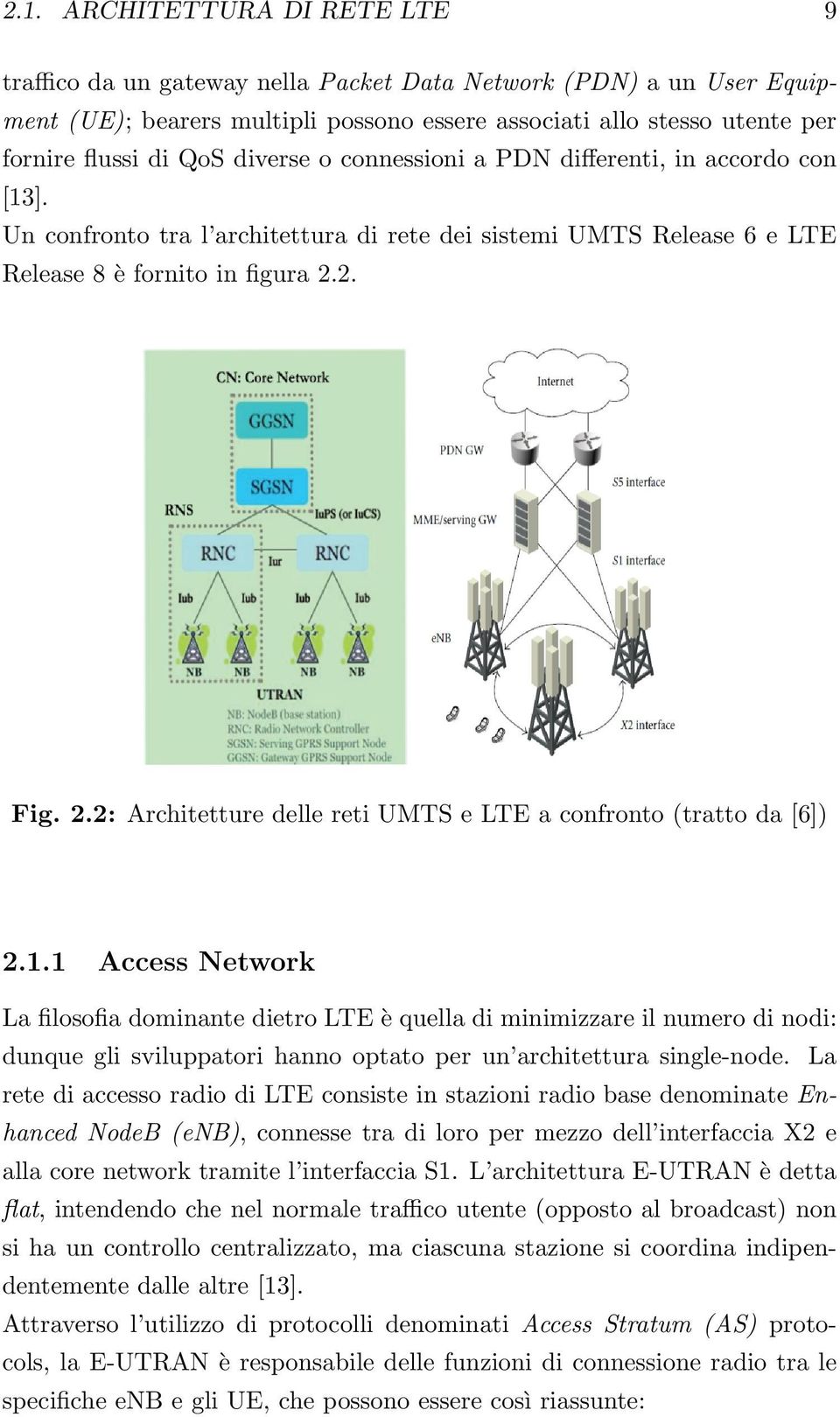 2. Fig. 2.2: Architetture delle reti UMTS e LTE a confronto (tratto da [6]) 2.1.