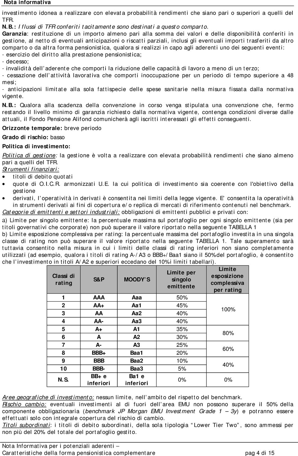 importi trasferiti da altro comparto o da altra forma pensionistica, qualora si realizzi in capo agli aderenti uno dei seguenti eventi: - esercizio del diritto alla prestazione pensionistica; -