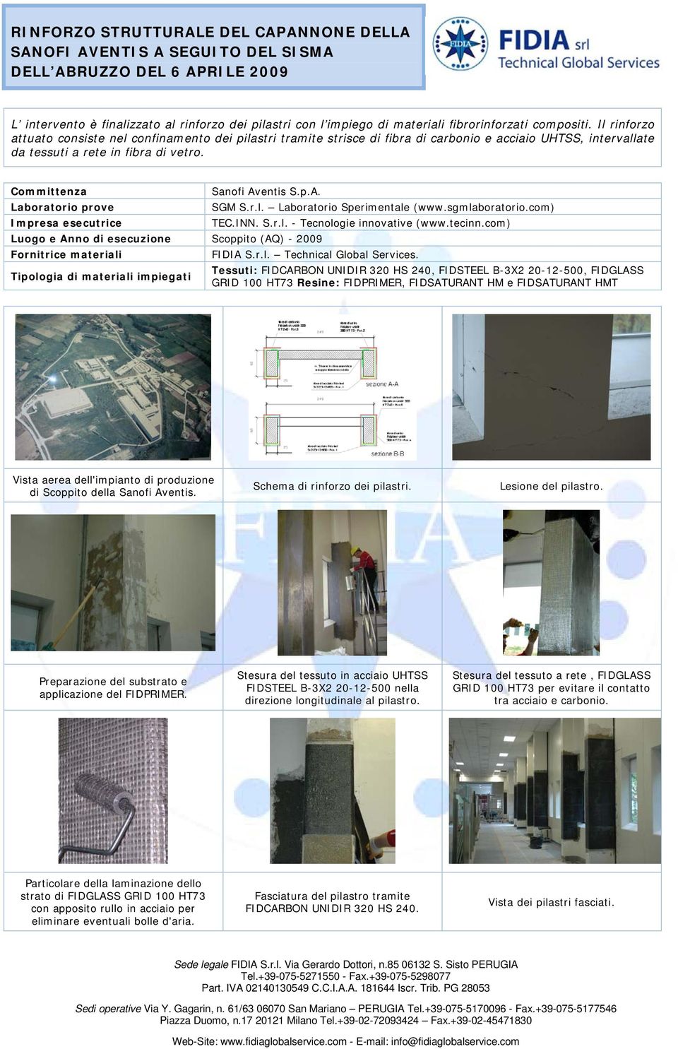 Sanofi Aventis S.p.A. Luogo e Anno di esecuzione Scoppito (AQ) - 2009 TEC.INN. S.r.l. - Tecnologie innovative (www.tecinn.