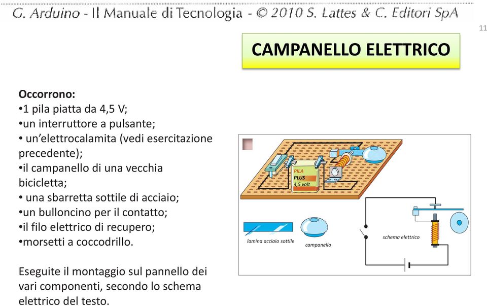 per il contatto; il filo elettrico di recupero; morsetti a coccodrillo.