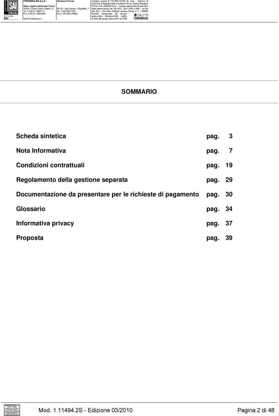 29 Documentazione da presentare per le richieste di pagamento pag.