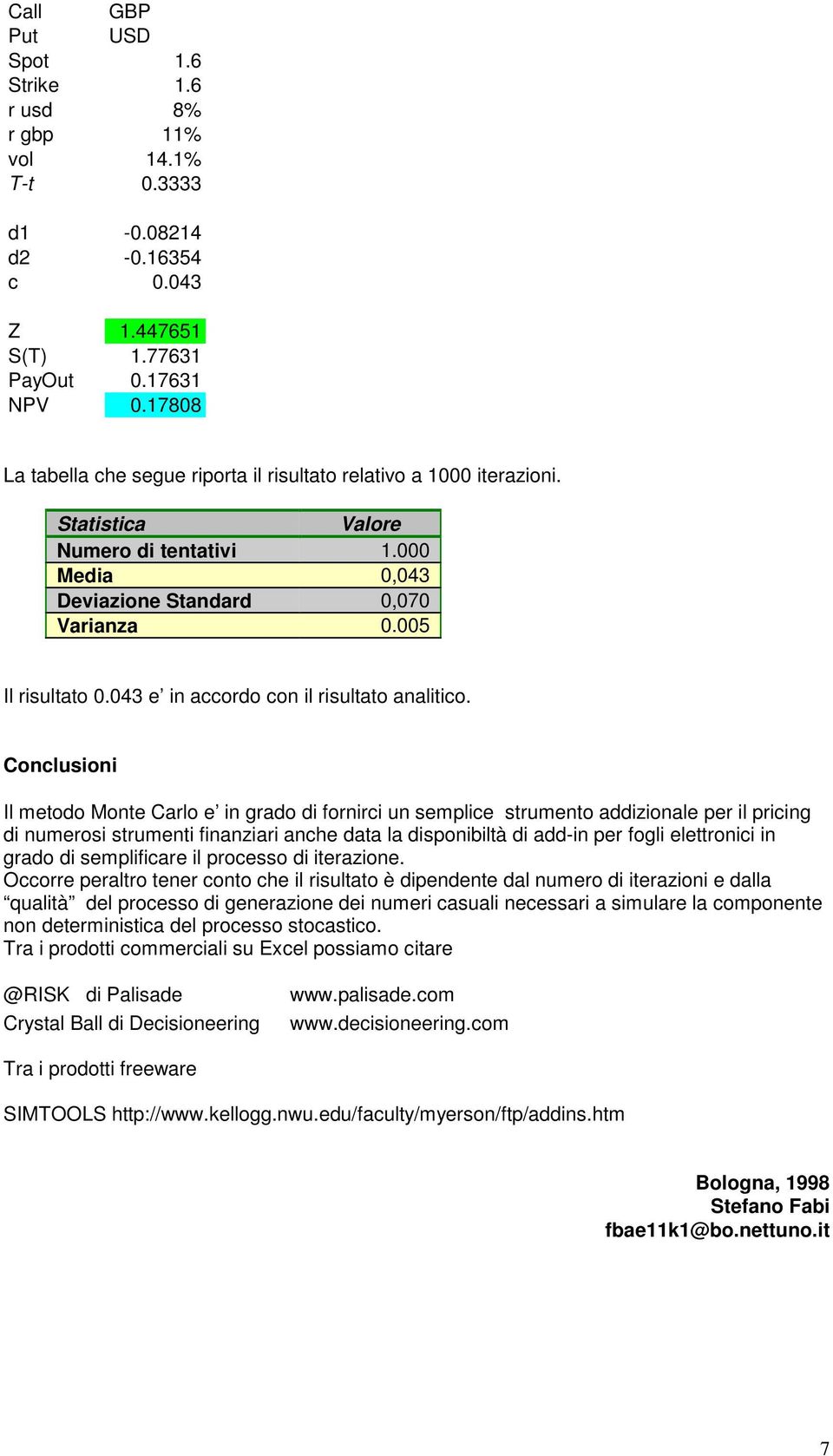 043 e in accordo con il risultato analitico.