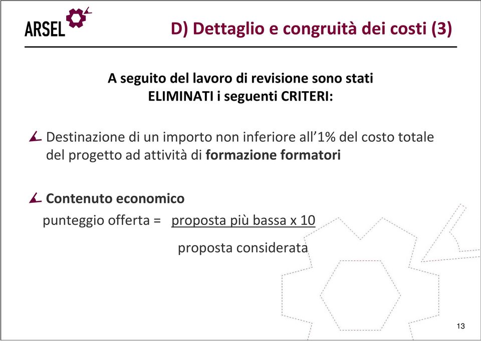 all 1% del costo totale del progetto ad attivitàdiformazione formatori