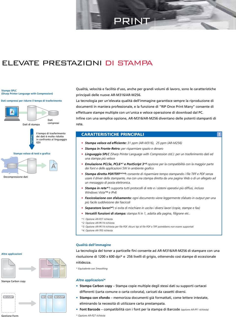 La tecnologia per un elevata qualità dell immagine garantisce sempre la riproduzione di documenti in maniera professionale, e la funzione di RIP Once Print Many consente di effettuare stampe multiple