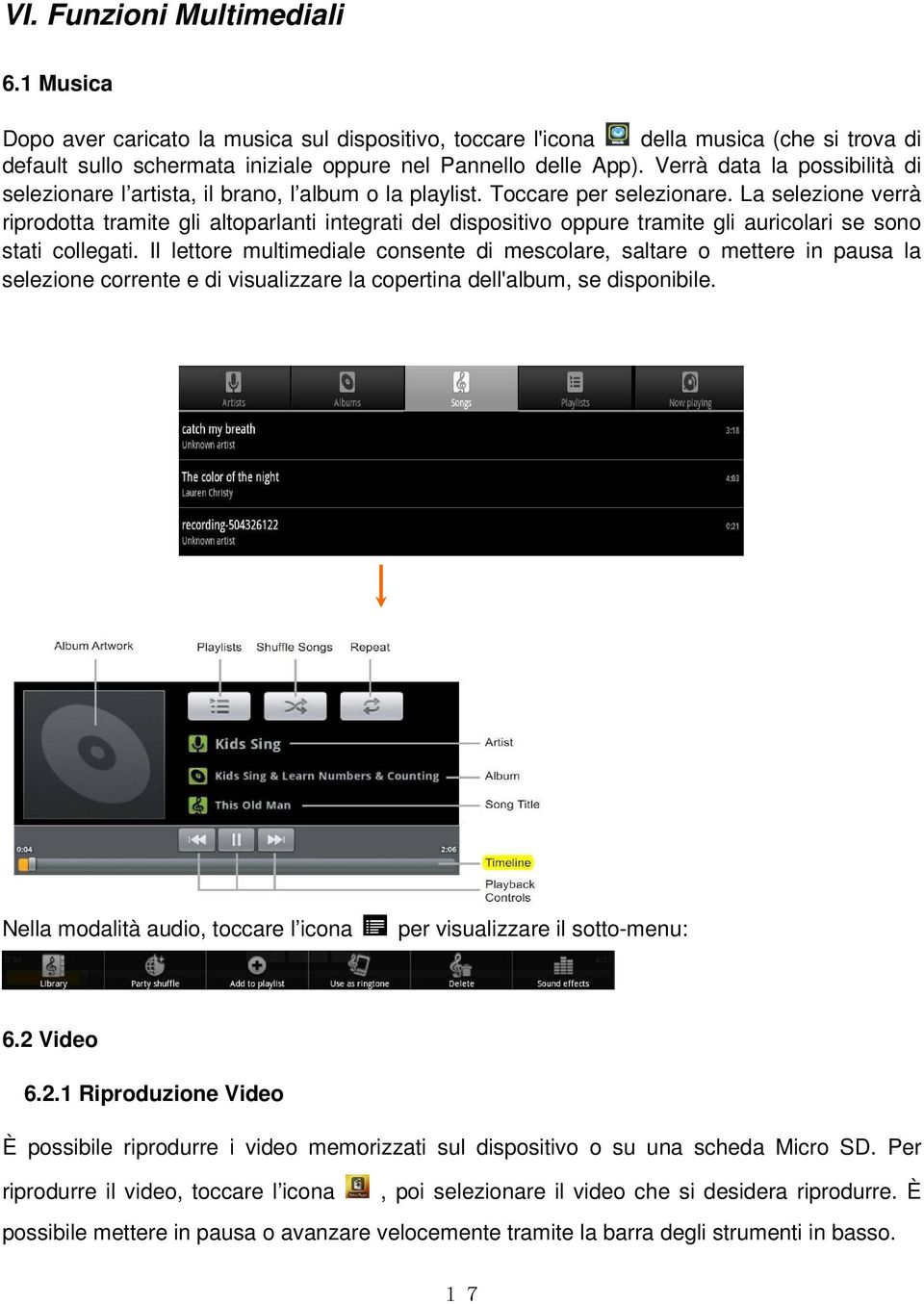 La selezione verrà riprodotta tramite gli altoparlanti integrati del dispositivo oppure tramite gli auricolari se sono stati collegati.