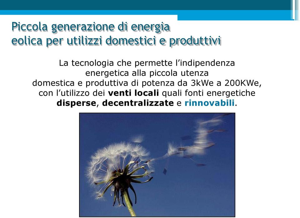 domestica e produttiva di potenza da 3kWe a 200KWe, con l utilizzo dei