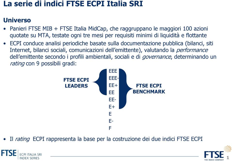 sociali, comunicazioni dell emittente), valutando la performance dell emittente secondo i profili ambientali, sociali e di governance, determinando un rating