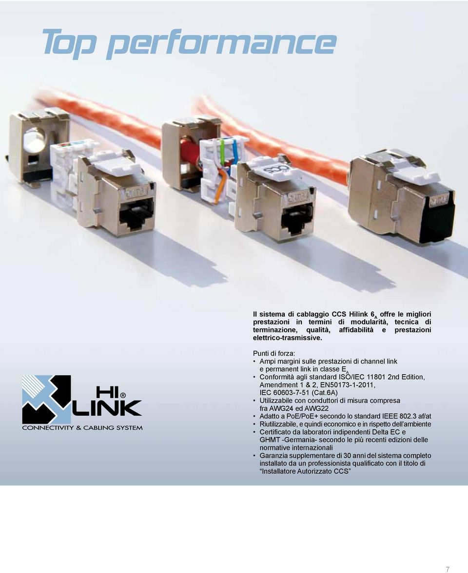 6A) Utilizzabile con conduttori di misura compresa fra AWG24 ed AWG22 Adatto a PoE/PoE+ secondo lo standard IEEE 802.