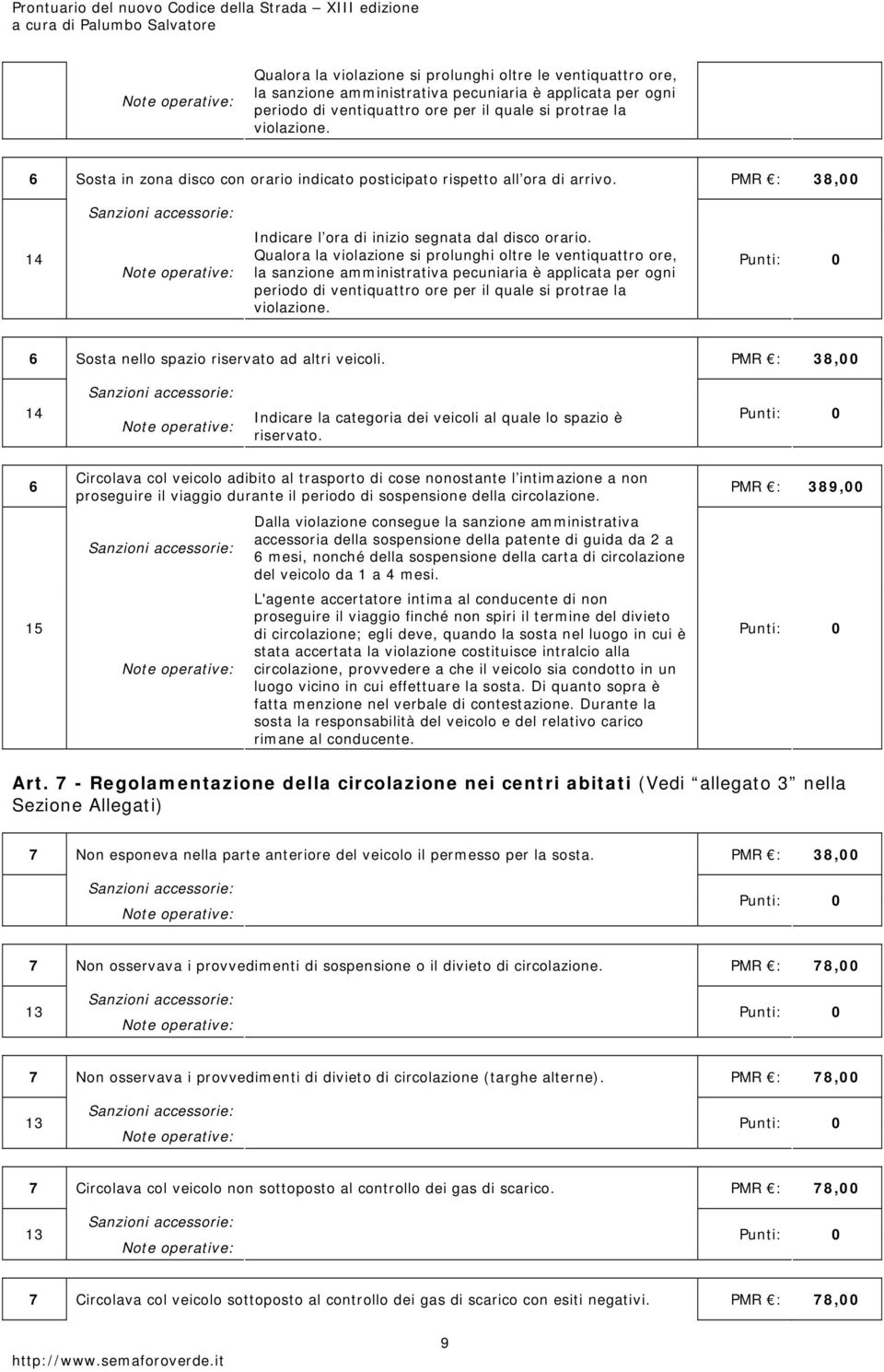 14 Indicare la categoria dei veicoli al quale lo spazio è riservato.