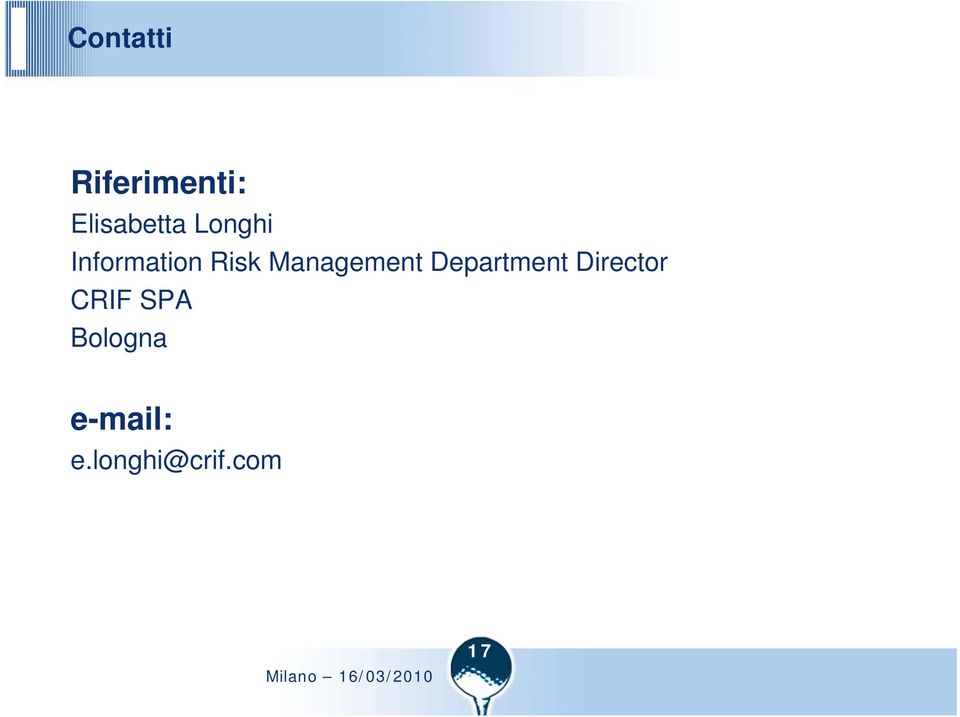 Department Director CRIF SPA Bologna